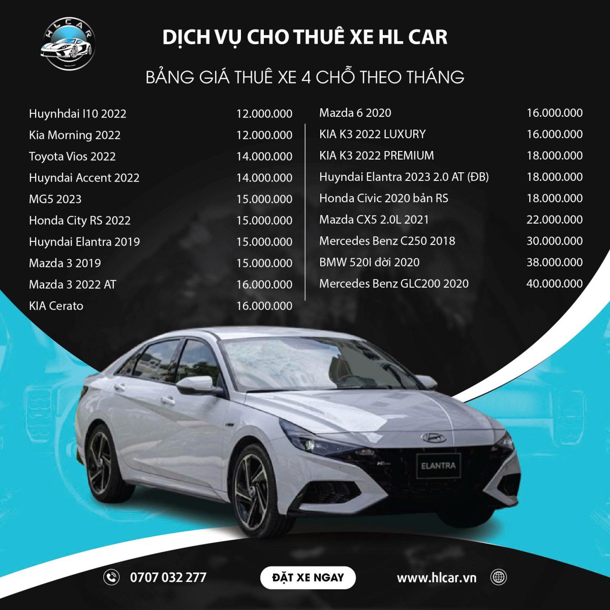 Giá thuê xe tự lái theo tháng