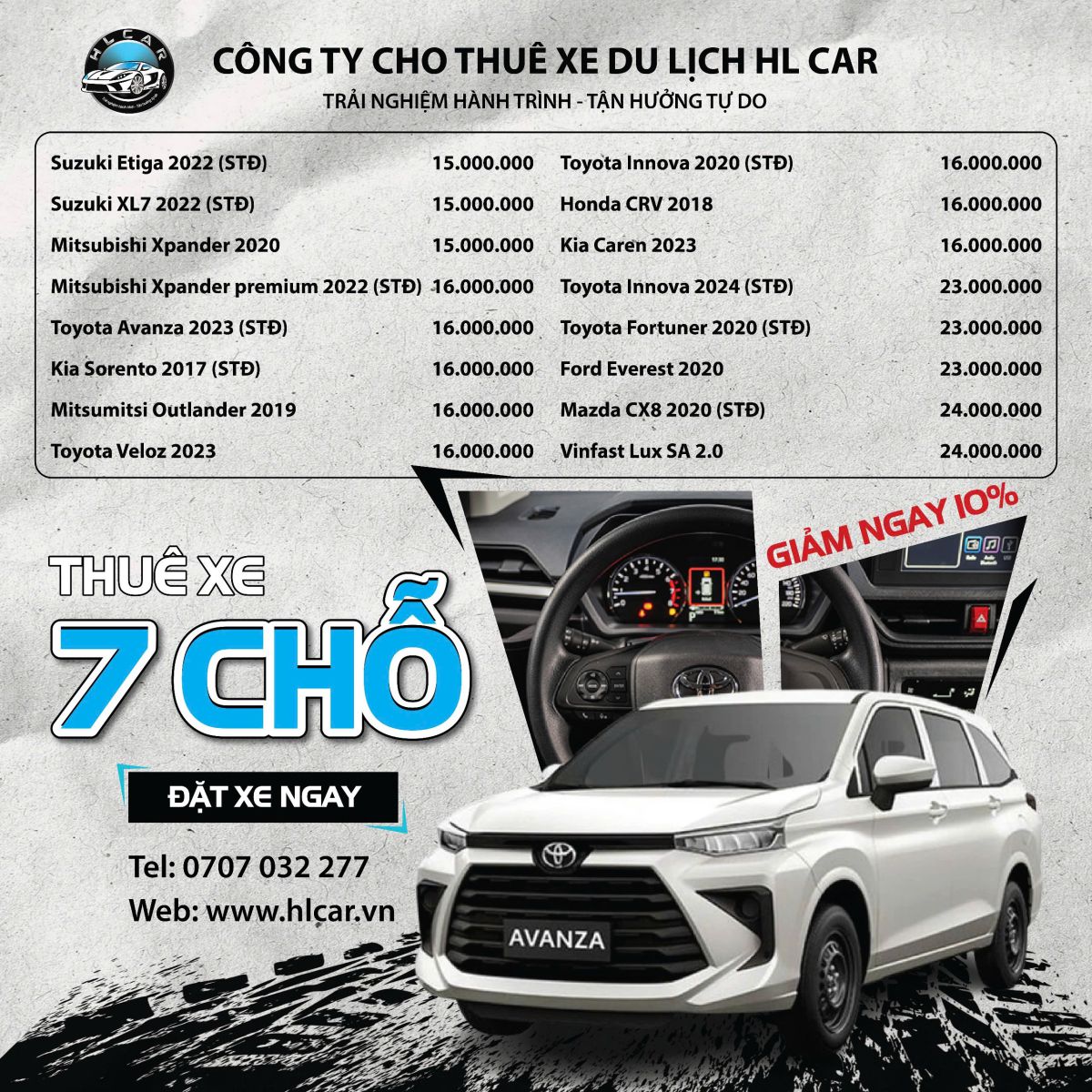 Bảng giá thuê xe 7 chỗ